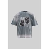 Machinist Erkek Dog Printed Oversize Tişört Gri - Ghost - L