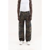 Machinist Erkek Etnik Desenli Jakarlı Baggy Jean Pantolon Siyah - Black - XL