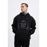 Machinist Erkek Fire Baskılı Oversize Siyah Sweatshirt
