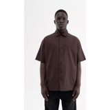 Machinist Erkek Flamlı Pamuk Oversize Gömlek Koyu Kahverengi - Dark - XL