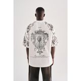 Machinist Erkek Flower Printed Oversize Tişört Ekru - XL