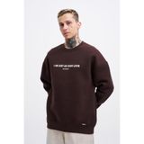 Machinist Erkek ICON Baskılı Oversize Sweatshirt Koyu Kahverengi