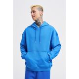 Machinist Erkek Kapüşonlu Oversize Sweatshirt Saks Mavi