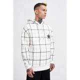 Machinist Erkek Leather Applique Kapüşonlu Sweatshirt Ekru
