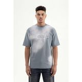 Machinist Erkek M Logo Patched Washing Oversize Tişört Gri - Ghost