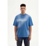 Machinist Erkek M Logo Patched Washing Oversize Tişört Indigo - New İndigo