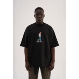 Machinist Erkek Minimal Baskılı ve Nakışlı Oversize Tişört Siyah - Dark Black