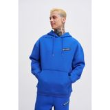 Machinist Erkek Nakışlı Kanguru Cepli Oversize Sweatshirt Saks Mavi