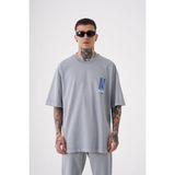 Machinist Erkek One NINE87 Baskılı Yıkamalı Oversize Tişört Ghst-Mavi - Blue