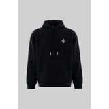 Machinist Erkek Ornamental Nakışlı Şardonlu Kapüşonlu Sweatshirt Siyah