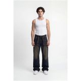 Machinist Erkek Oversize Baggy Yıkamalı Jean Pantolon Kahverengi-Mavi
