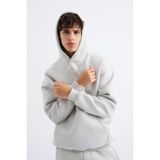 Machinist Erkek Oversize Basic Kapüşonlu Sweatshirt Uzay Grisi