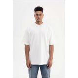 Machinist Erkek Oversize Basic Pamuklu t-shirt Ecru