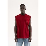Machinist Erkek Oversize Bisiklet Yaka Basic Atlet Bordo - XL