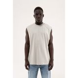 Machinist Erkek Oversize Bisiklet Yaka Basic Atlet Boyama Gri - XL