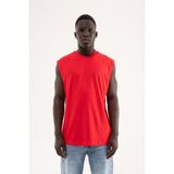 Machinist Erkek Oversize Bisiklet Yaka Basic Atlet Kırmızı - 2XL