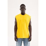 Machinist Erkek Oversize Bisiklet Yaka Basic Atlet Koyu Sarı - 2XL