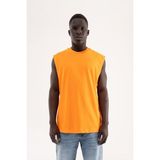 Machinist Erkek Oversize Bisiklet Yaka Basic Atlet Turuncu - Orange - XL