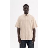 Machinist Erkek Oversize Nakışlı Pamuk Oversize Gömlek Bej - XL