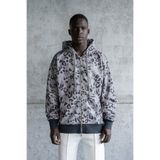 Machinist Erkek Patterned Fermuarlı Kapüşonlu Sweatshirt Duman