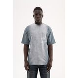 Machinist Erkek Printed Pocket Oversize Tişört Gri - Ghost - XL