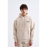 Machinist Erkek Reflektör Detaylı Kapüşonlu Sweatshirt Açık Gri