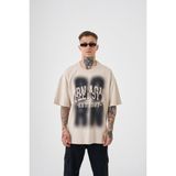 Machinist Erkek Street Style Oversize Tişört Açık Bej - Soft Beige