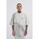 Machinist Erkek Striped Macstrar Oversize Tişört Uzay Grisi - Space Grey