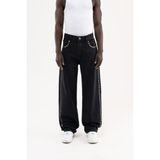 Machinist Erkek Studs Embellished Baggy Jean Pantolon Siyah
