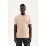 Machinist Erkek Stylish Basic Oversize Modal Tişört Açık Bej - Soft Beige