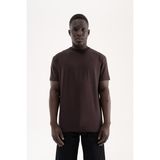 Machinist Erkek Stylish Basic Oversize Modal Tişört Koyu Kahverengi - Dark