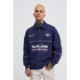 Machinist Erkek Sublime Printed Polo Sweatshirt Gece Mavisi
