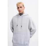 Machinist Erkek Yıkamalı Basic Kapüşonlu Oversize Sweatshirt Gri