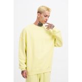 Machinist Erkek Yıkamalı Oversize Sweatshirt Açık Sarı
