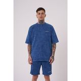 Machinist Erkek Yıkamalı Relaxed Tişört Indigo Efektli - Indigo Spotted