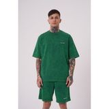 Machinist Erkek Yıkamalı Relaxed Tişört Yağ Yeşili Efektli - Oil Green Spotted