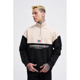 Machinist Erkek Yoke Detail Sweatshirt Siyah-Açık Bej