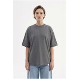 Machinist Kadın Basic Oversize Pamuklu Süprem T-Shirt Antrasit