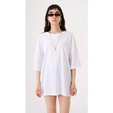 Machinist Kadın Basic Oversize Pamuklu Süprem T-Shirt Beyaz - White