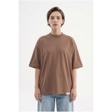 Machinist Kadın Basic Oversize Pamuklu Süprem T-Shirt Kakao