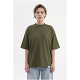 Machinist Kadın Basic Oversize Pamuklu Süprem T-Shirt Koyu Haki