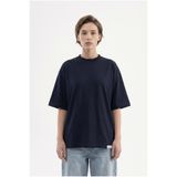 Machinist Kadın Basic Oversize Pamuklu Süprem T-Shirt Lacivert
