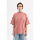 Machinist Kadın Basic Oversize Pamuklu Süprem T-Shirt Mercan