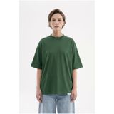 Machinist Kadın Basic Oversize Pamuklu Süprem T-Shirt Nefti Yeşili