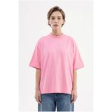 Machinist Kadın Basic Oversize Pamuklu Süprem T-Shirt Şeker Pembe