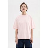 Machinist Kadın Basic Oversize Pamuklu Süprem T-Shirt Toz Pembe
