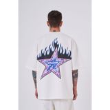 Machinist Macstar Flame Baskılı Ekru Oversize Erkek T-shirt