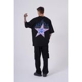 Machinist Macstar Flame Baskılı Siyah Oversize Erkek T-shirt