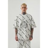 Machinist Mchnst Angels Baskılı Gri Oversize Erkek T-shirt
