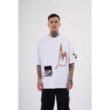 Machinist Never to Late Baskılı Beyaz Oversize Erkek T-shirt